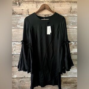MILLY Cassie Dress Black Silk Bell Sleeve NWT Size 4